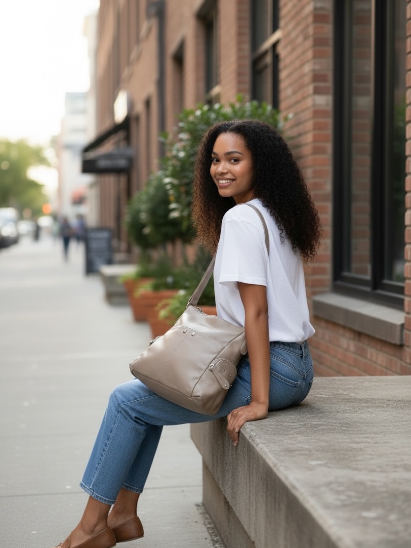 Stone Mountain Leather Shoulder Bag In Taupe